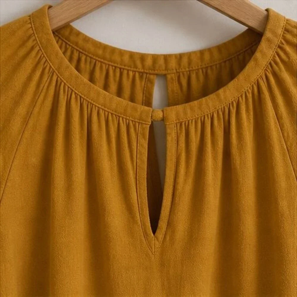 Navy Tie Neck Blouse